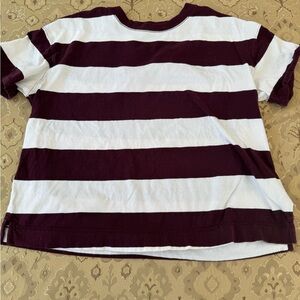 Old Navy Maroon and White Striped Tee